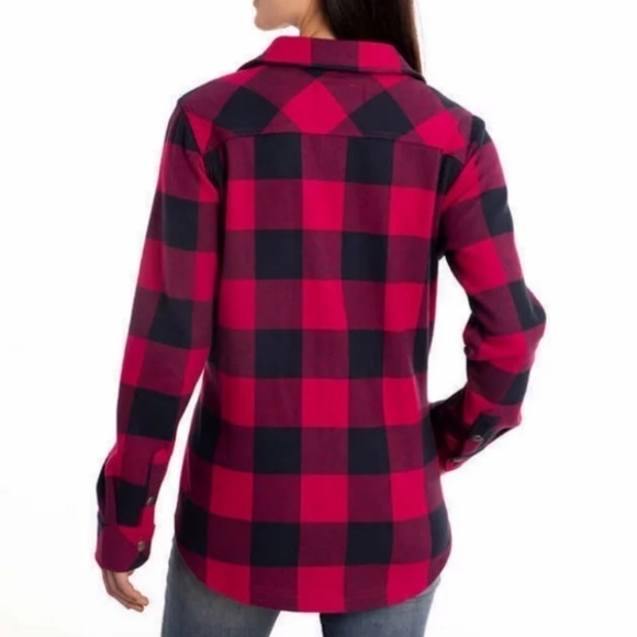 Orvis Buffalo Plaid Pink & Navy Blue Fleece Lined Shirt Jacket Shacket -Size Med - Picture 2 of 16